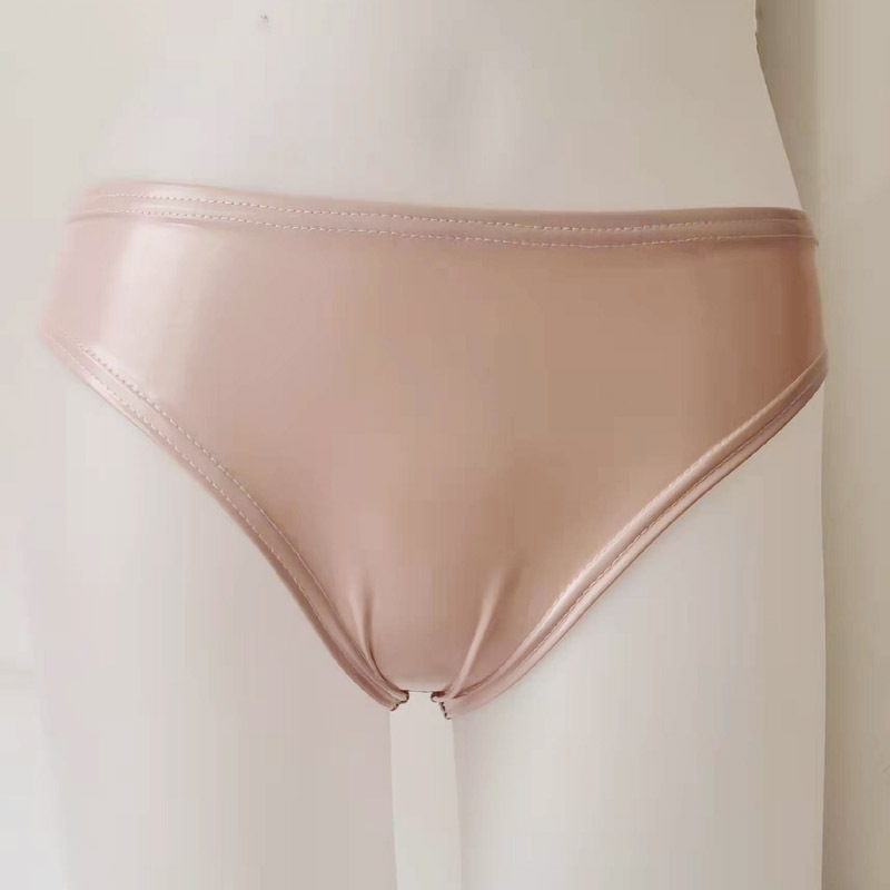 Sexy brillante PU anti-exposición pantalones de cuero de las mujeres ropa interior de cuero brillante de las mujeres pole dance discoteca rendimiento triángulo ropa interior cadera