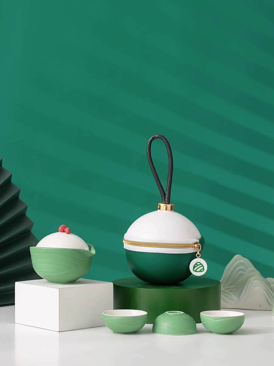 Ceramic tea set for traveling, travel handheld teapot for camping