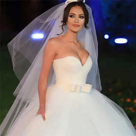 欧美外贸跨境婚纱2024年新款白色亮片舞会礼服婚纱蕾丝露背婚纱