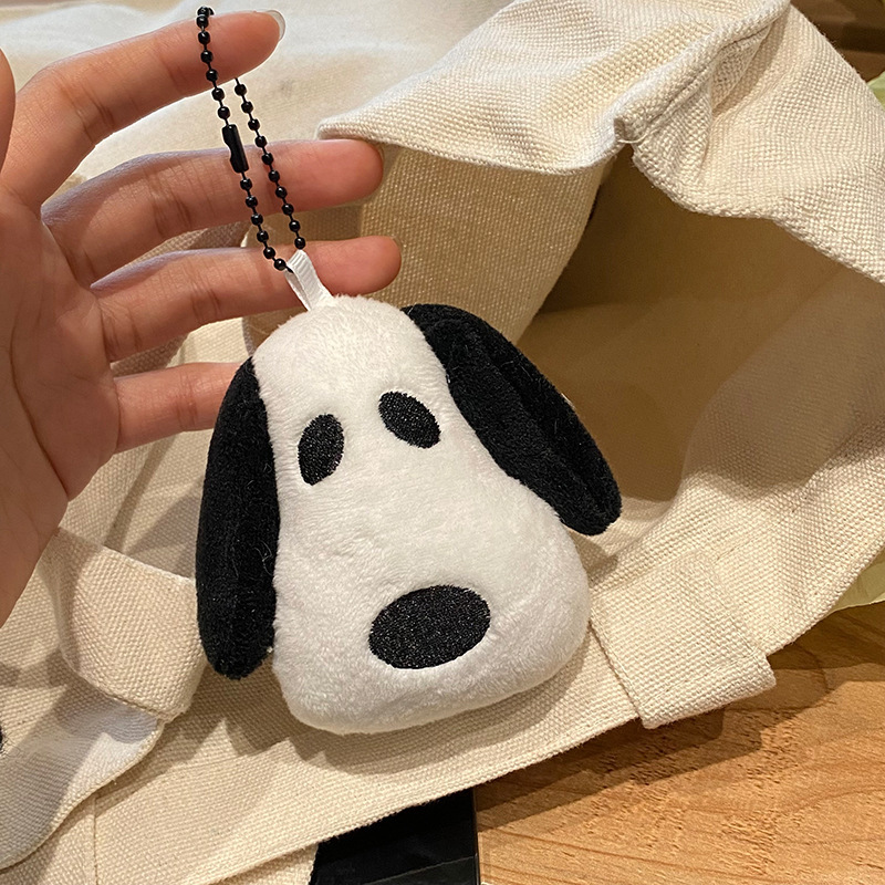 Homemade Plush Parchia Dog Head Pendant Snoopy Long Ears Puppy Bag Pendant Keychain Couple Accessories