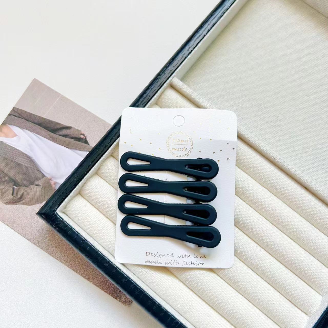 Clipe de pelo negro esmerilado simple nuevo clip de pelo sin marcas rotas silla clip de pelo de boca de pato clip de pelo accesorio clip de pelo lateral clip bb clip