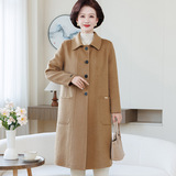 中老年女装秋冬毛呢外套妈妈新款气质呢子大衣时尚双面呢长款开衫，女装毛呢外套，妃慕昵服饰