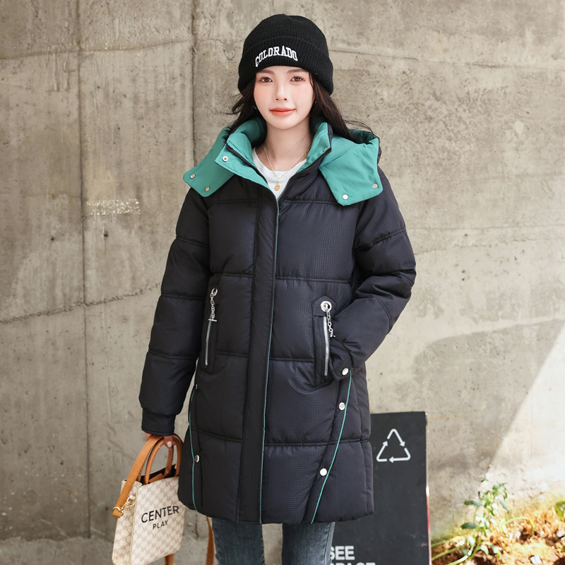 2023 invierno nuevo suelto gran pan chaqueta de pluma de algodón chaqueta de algodón chaqueta de mujer chaqueta de algodón grueso medio largo