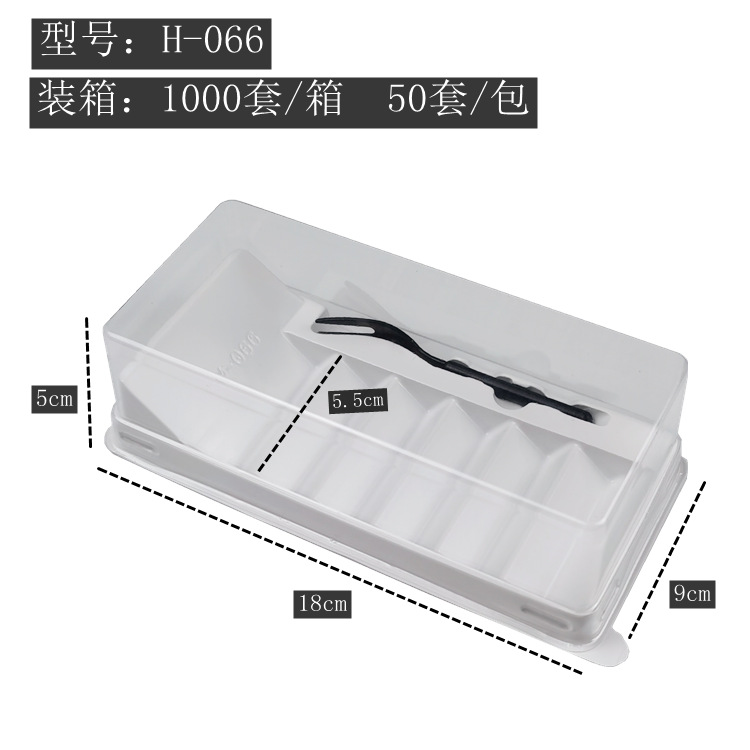 Rollo de pastel caja de embalaje 6 piezas de pastel de frijol verde piel de tigre rollo suizo bloque de corte de caja de tira desechable escalera con tenedor