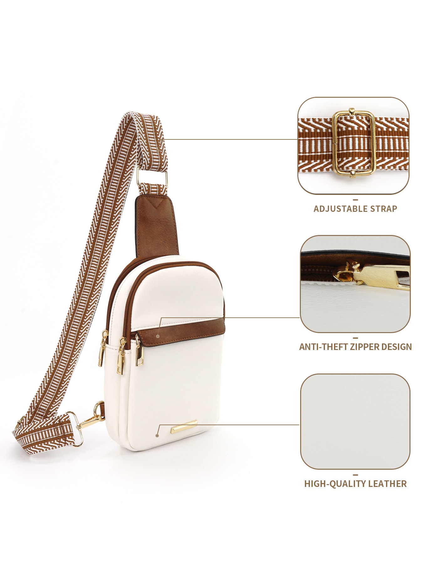 259g Weight Polyester Lining Material Zipper Closure Type Sling Strap Strap Type Fanny Pack Bags Type Daily Occasion Pu Leather Material Color Block Pattern All Seasons Season Unisex Gender Vintage Style Style Oval Shape Unisex Vintage Style Color Block Pu Leather Waist Bags 4