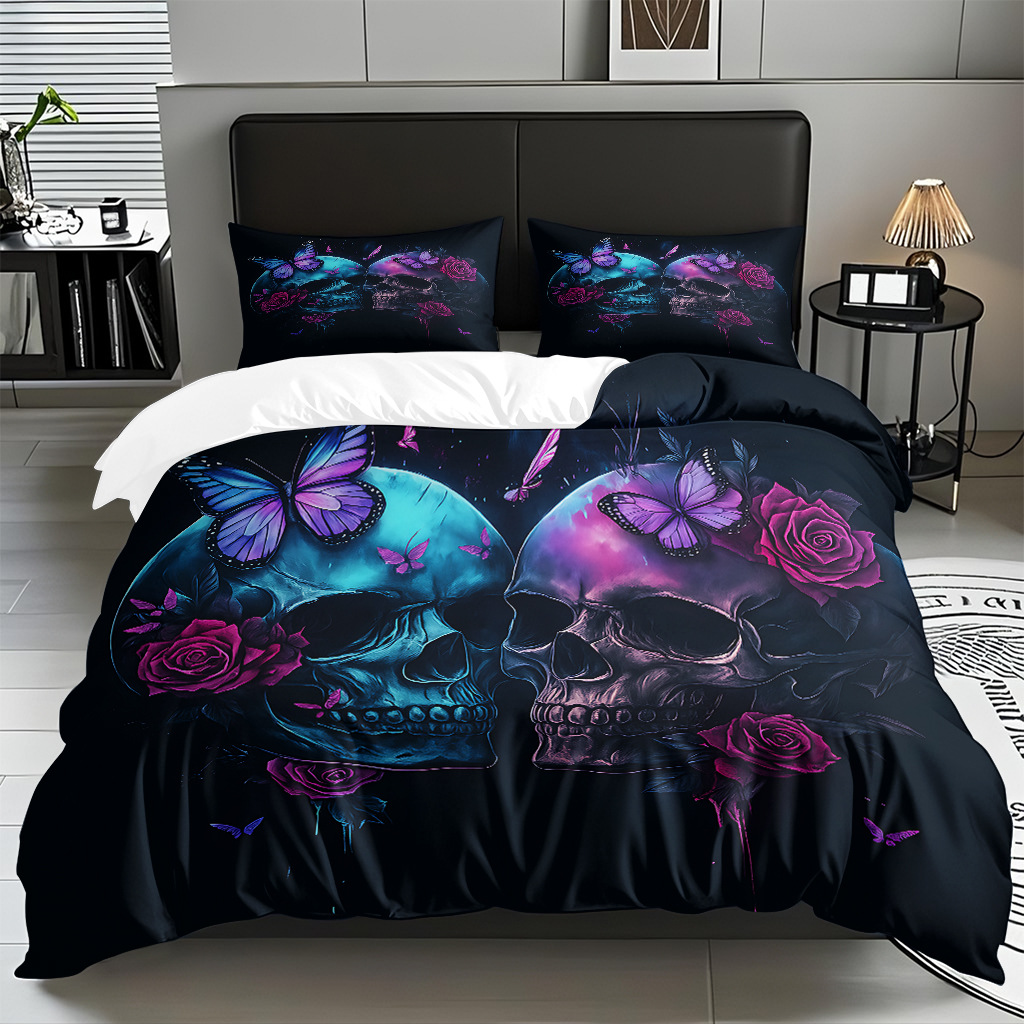 TEMU / JIT transfronterizo hogar cabeza de colcha impresa digital conjunto de edredón abrasivo fuente de ventilación fábrica directa