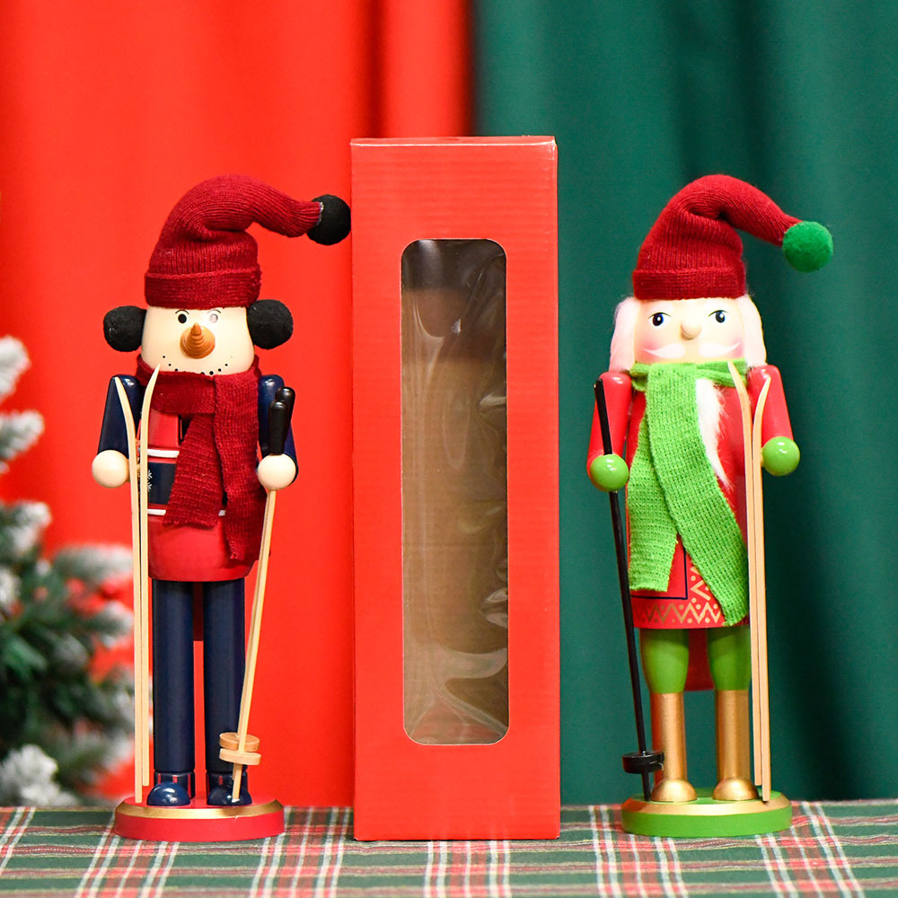 Shangxin spot ventas directas de fábrica 30cm muñeco de nieve alce cascanueces marionetas esquí Navidad adornos de madera