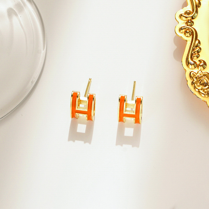 Gold orange earrings