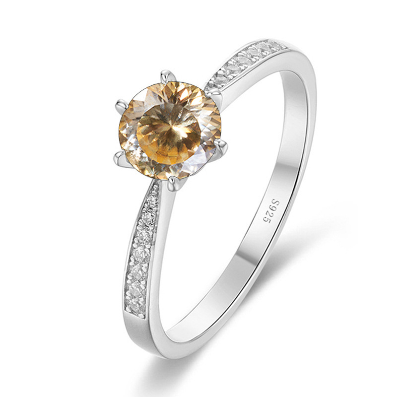 Anillo de boda multicolor, anillo de bodas sofisticado, piedra rosa de moissanita, S925 plata esterlina, fuego