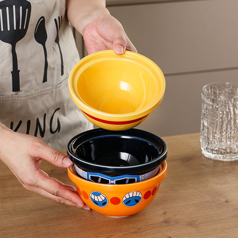 One Piece Snack Bowl Cerámica Luffy Creativa Ace Cup Sabo Bo