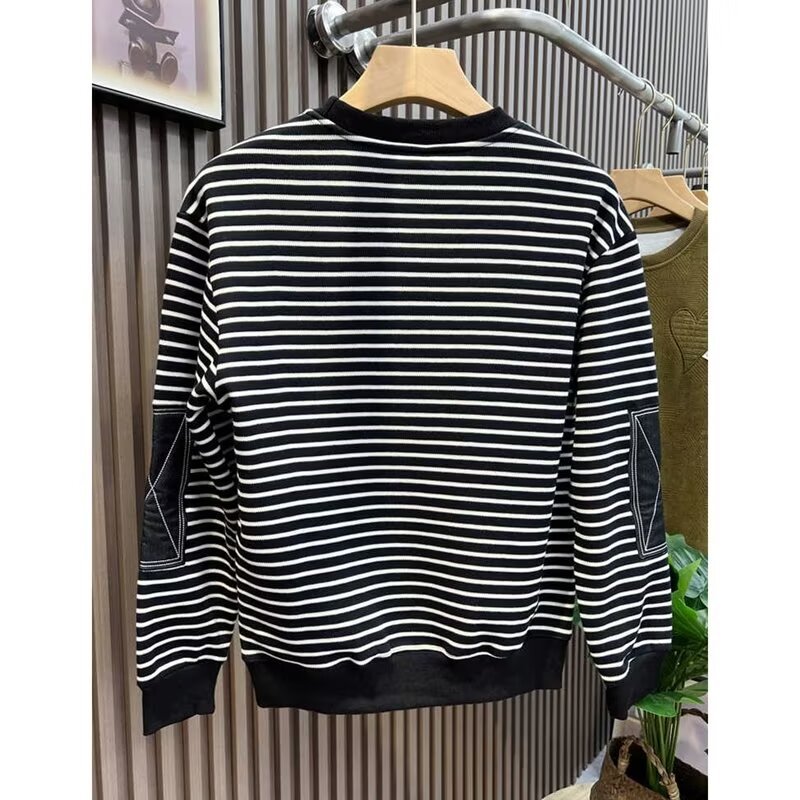 Sweat à capuche rayé pour homme style décontracté automne hiver_voghion.com