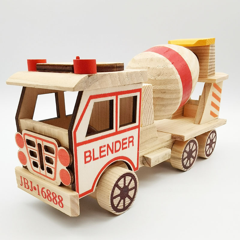 Wholesale colorful wooden concrete mixer car model children's toy office decoration scenic spot Temple Fair