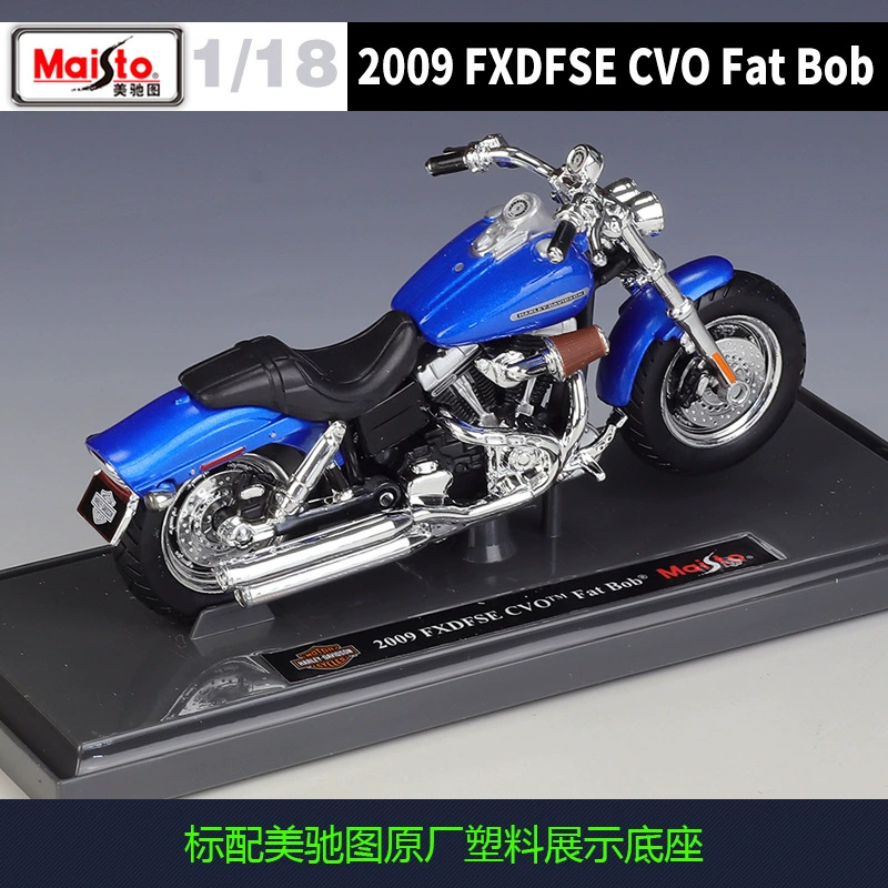 Michi Tu масштаб 1:18 Harley 2009 FXDFSE CVO FAT BOB, имитационная сплавная модель мотоцикла с подставкой