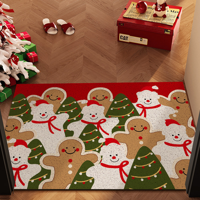 Christmas Entrance Door Mat, Large Entrance Door Atmosphere Mat, Silk Loop Non-Slip Foot Mat, Customizable Carpet