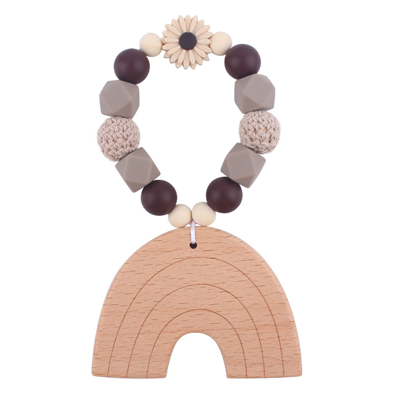 Nuevo bebé suministros dibujos animados Arco Iris haya mordedor creativo DIY bebé mordedura teether pulsera juguete
