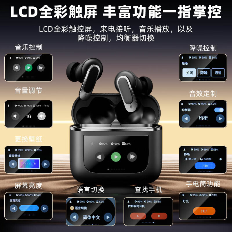 Cross-border Hot Sale V8 Noise Reduction OWS Bluetooth Headset Russian Vietnamese Wireless Touch Screen ANC for JBL Headset