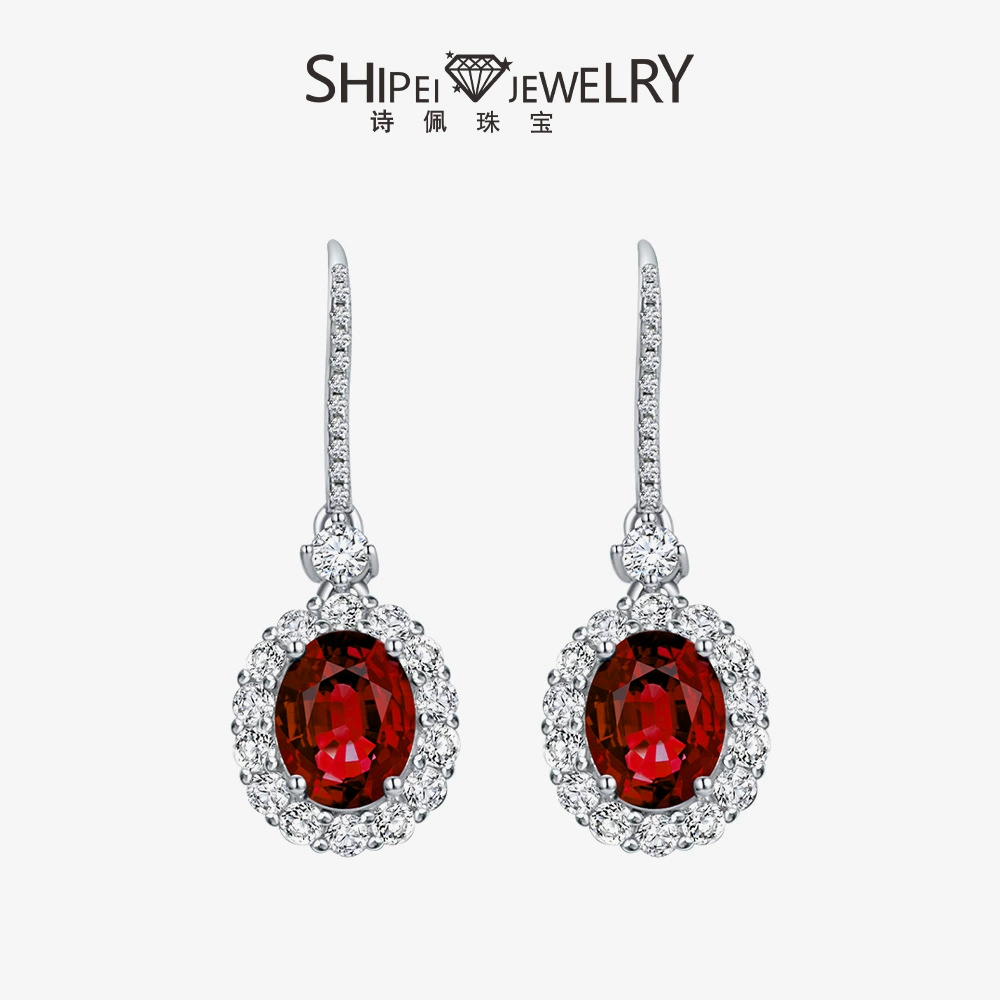 Ювелирные изделия Shipei, новинка 2025 года, серьги 7*9 в форме яйца 2 карата, европейские и американские доступные роскошные элегантные серьги из серебра 925 пробы, культивированные красные/синие уши сокровищ