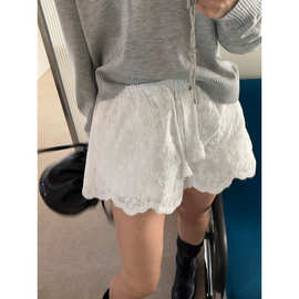 已出货 韩国东大门重工钩花蕾丝休闲短裤女