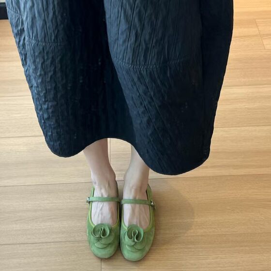 sheepskin version! French Mary Jane Women's Shoes Gentle Evening Breeze 2025 New Flower Ballet Flat Shoes
