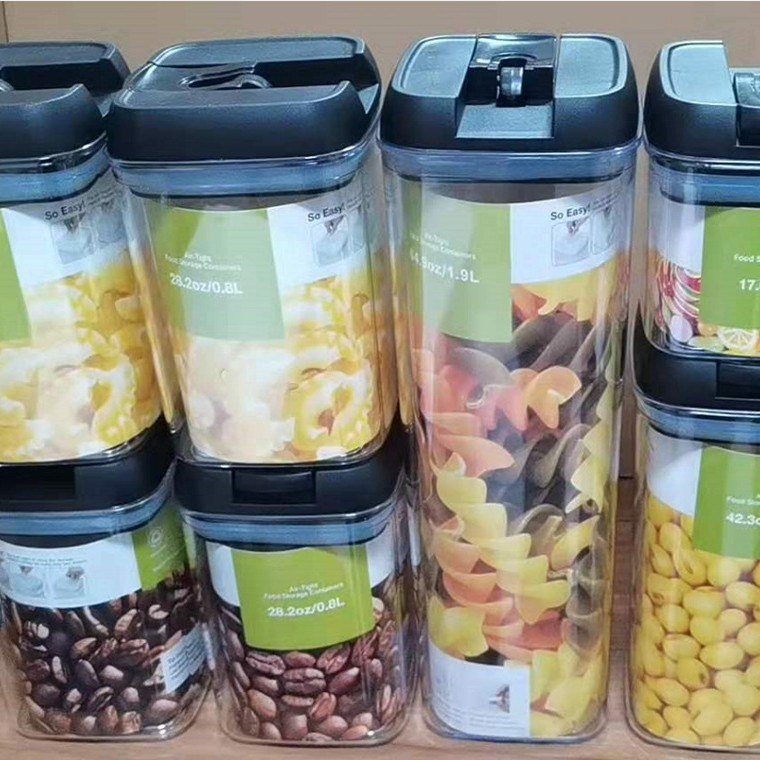 Multi-grano de almacenamiento de alimentos de cocina jarra sellada de plástico de siete piezas de almacenamiento transparente de almacenamiento de grano caja sellada a prueba de humedad