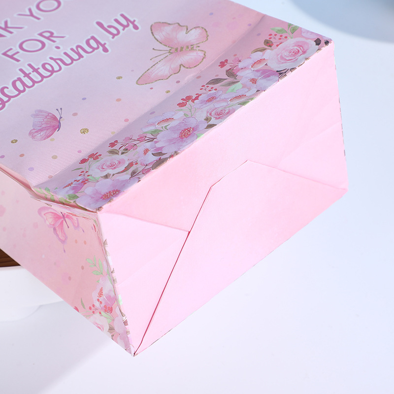 Rosa mariposa impresa bolsa de papel de regalo romántico creativo regalo de vacaciones bolso de embalaje de regalo rectangular
