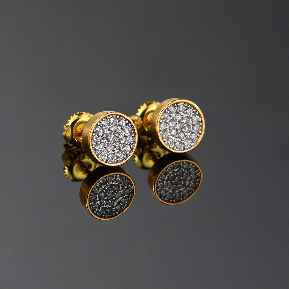 1 Pair Quantity 1 Pair Hip-Hop Round Plating Inlay Copper Zircon White Gold Plated Ear Studs
