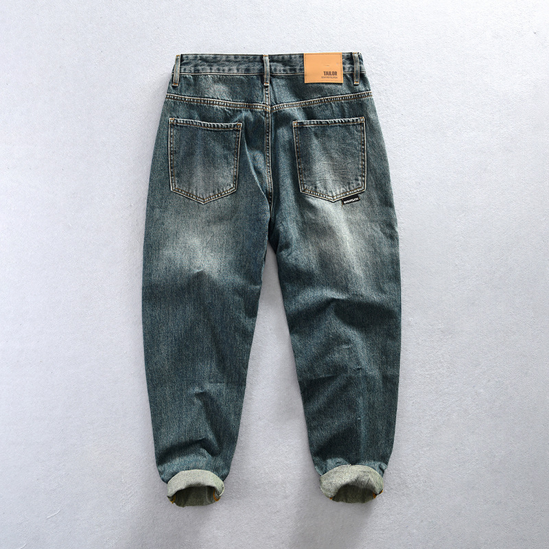 1025 jeans casual da uomo, modello patchwork e da bucato, un pezzo per la sostituzione dei capelli_voghion.com
