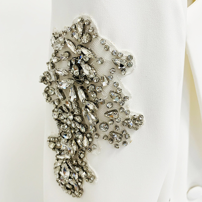 GraceChic Disponibile nel 2025 Moda Europea e Americana Nuovo Blazer con Un Bottone e Strass, Pantaloni a Gamba Larga, Set Due Pezzi_voghion.com