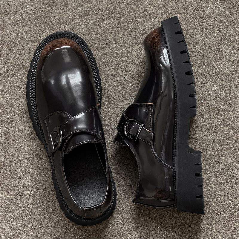 ShoeVault New Slip-On Loafers Height Increasing 2025 Monk Casual British Leather Thick Sole Formal Derby Shoes Men_voghion.com