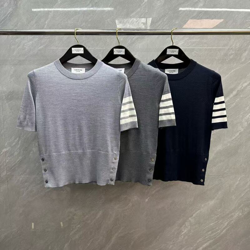 Factory Direct Tb Women's Merino Wool Thin Round Neck Pullover Short-Sleeved Casual Versatile Short-Sleeved Knitwear Factory Direct Tb Women's Merino Wool Thin Round Neck Pullover Short-Sleeved Casual Versatile Short-Sleeved Knitwear