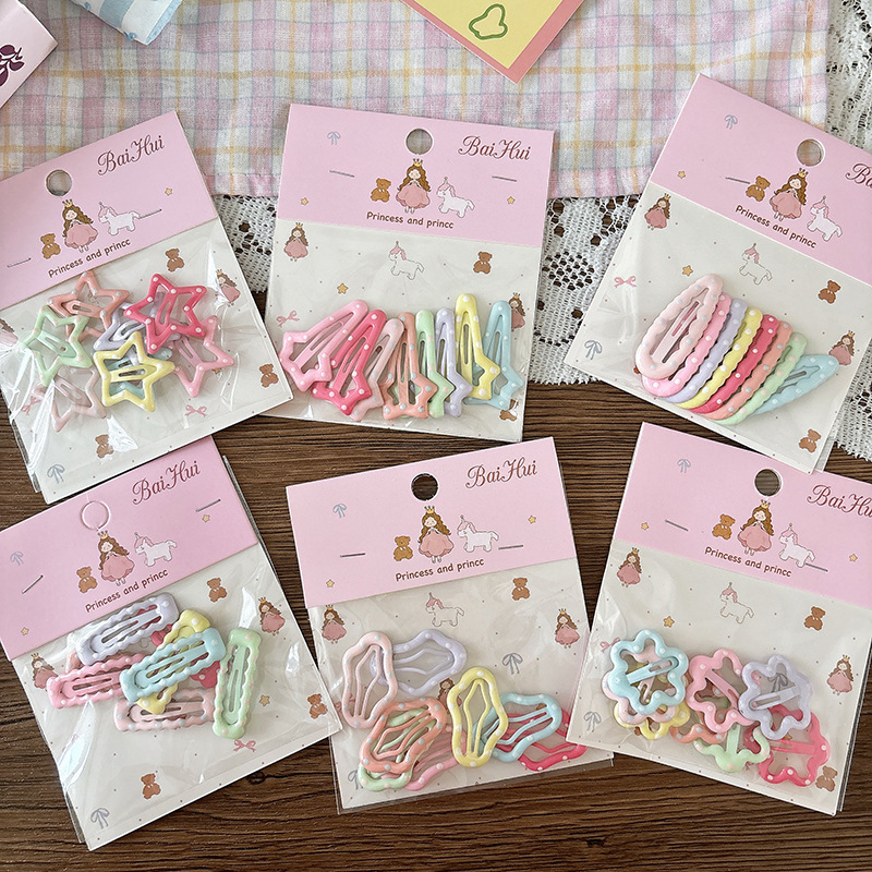 甘いキャンディーカラーのオイルドリップ子供用多用途スターヘアピン前髪ヘアピンかわいい女の子bbクリップ8個入り|undefined