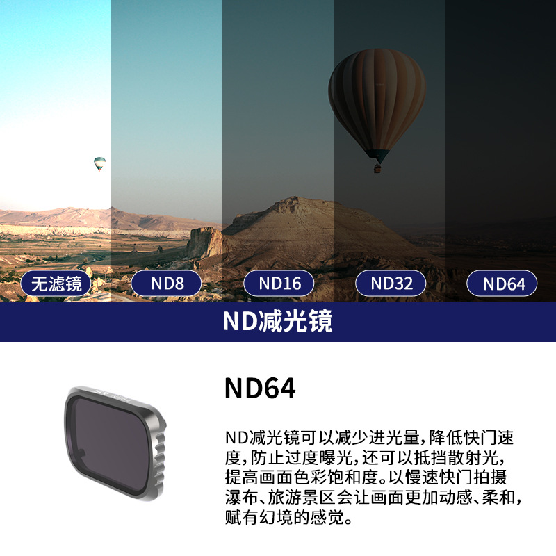 JUNESTAR filtro adecuado para DJI Dajiang UAV Royal Mavic Air2S filtro ND cplmirror de reducción de luz