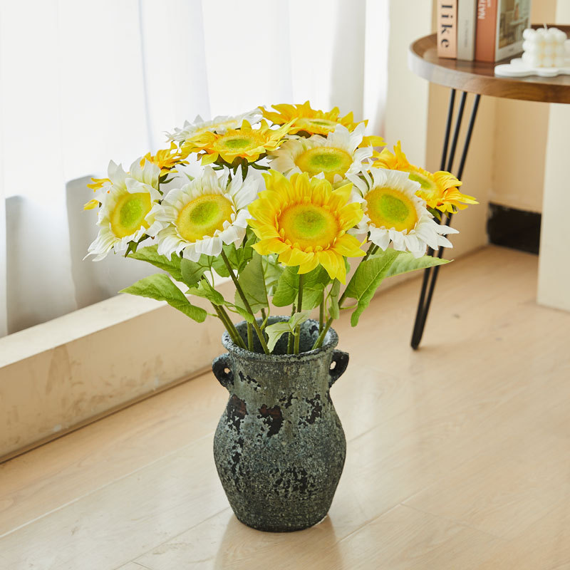 清新单支向日葵仿真花奶油系家居客厅餐桌假花装饰摆设新款假花详情4