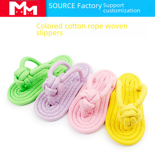 Supply Dog Toys Pet Supplies Candy Color Pet Slippers Colorful Cotton Rope Knitted Slippers