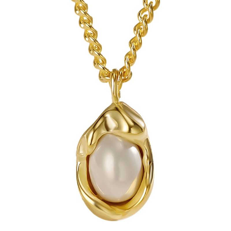 Estilo francés plata esterlina S925 collar perla de las mujeres collar irregular moda nicho diseño luz lujo clavícula cadena al por mayor