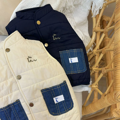 Children's Cotton Vest  Winter Model, Girls' Thick Vest, Boys' Fleece-Lined Back Vest Outerwear, Cotton Clothing