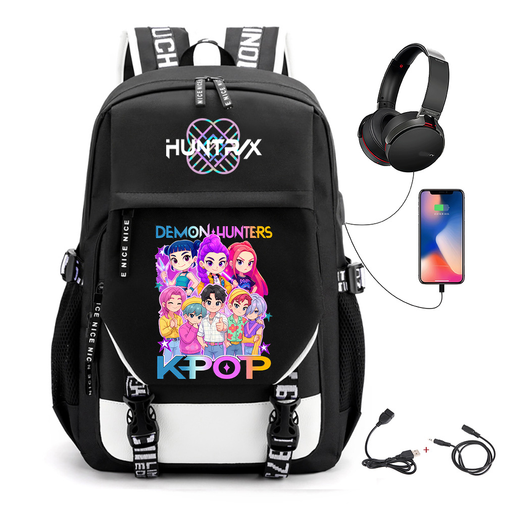 Comercio exterior transfronterizo KPOP Caza de brujas película impresión perimetral mochila mochila escolar mochila USB
