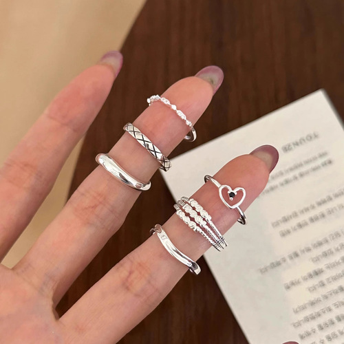 S925 Pure Silver Tail Ring Plain Band Ring for Women, Non-Fading, Stackable, Versatile, Index Finger Ring with Openable Design, Adjustable, Unique and Exquisite