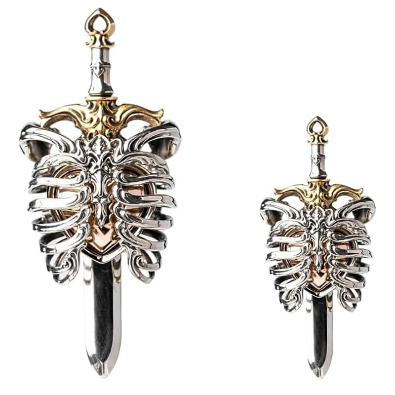Beating Heart Pendant Gothic Ribcage Sword Skeleton Jewelry