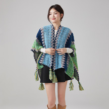春夏云南丽江复古民族风披肩女针织流苏旅游外搭斗篷外套披风围巾