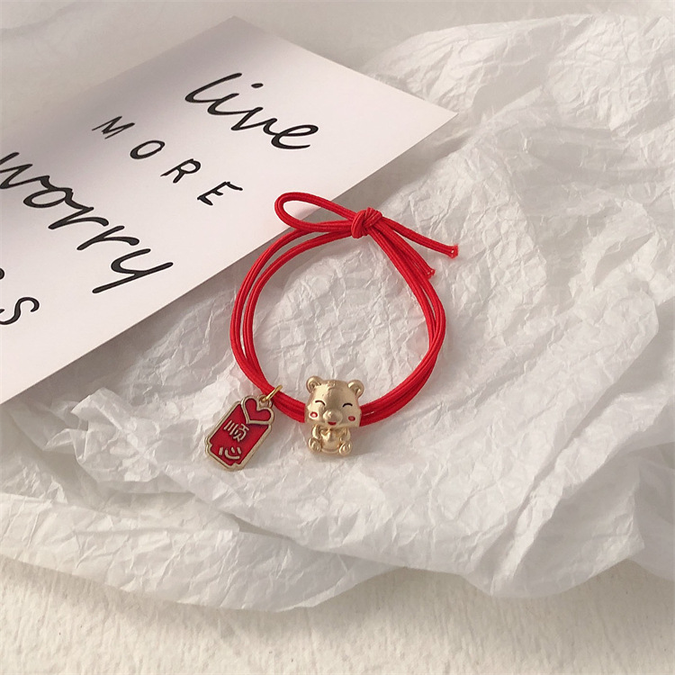 Cuerdas de cabeza metálicas rojas de alta elasticidad cabello anillo de cabello pulsera de mujer doble uso nuevo atado cabello correa joyas para la cabeza