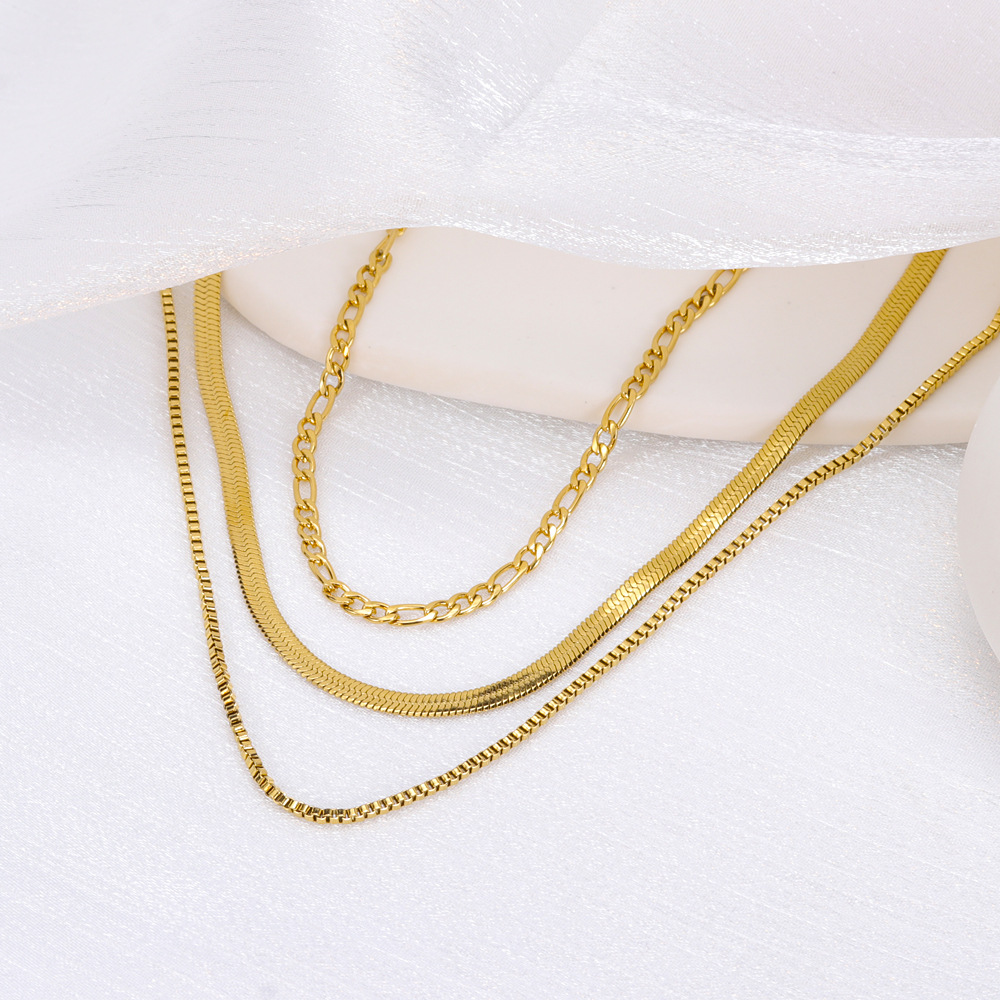 Fashion Geometric Titanium Steel Plating Layered Necklaces 1 Piece