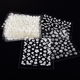 3D Nail Stickers 30 White Black Flower Nail Art Decals Children's Cartoon Nail Stickers Nail Art Jewelry