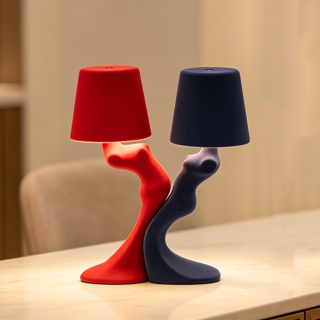Cabecera de la cama con lámpara de consola de toque, tela de color, pequeño hombre de oro decoración dorada, estatuas de pensador, mesa LED image 30