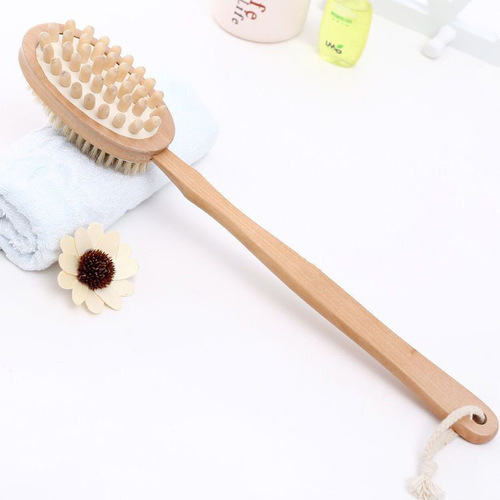 Boar bristle double-sided bath brush, body bath brush, bath towel, bath ball, long handle, no need for someone to rub the mud on the back