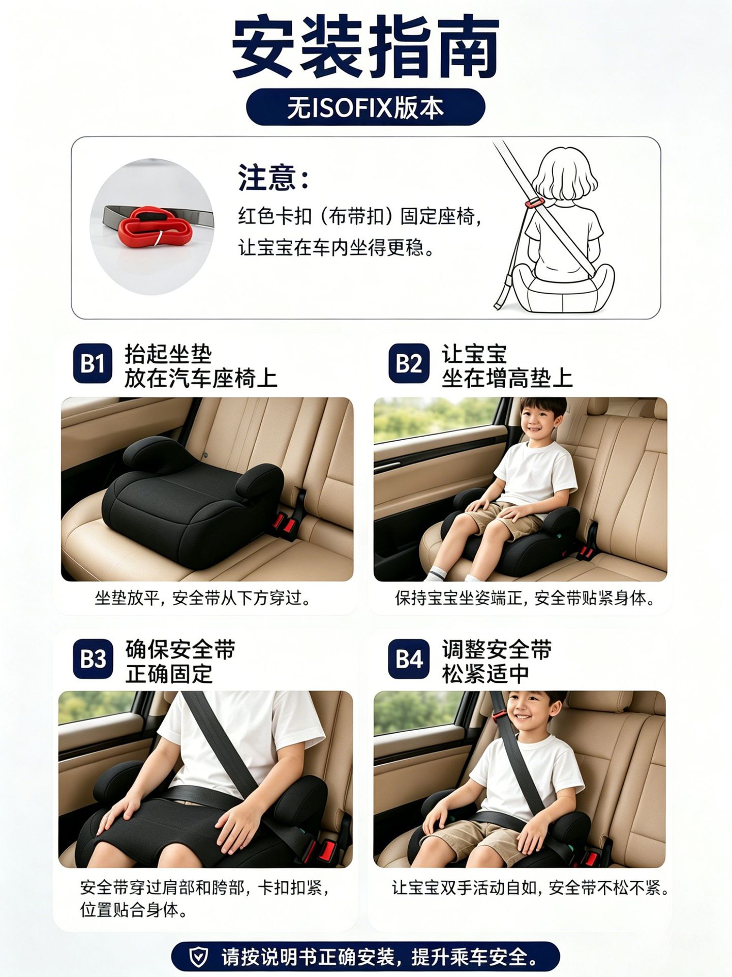 Cross-Border Car Safety Seat with Isofix Interface for 6-12 Years Old Children, Portable and Washable Car Booster Seat