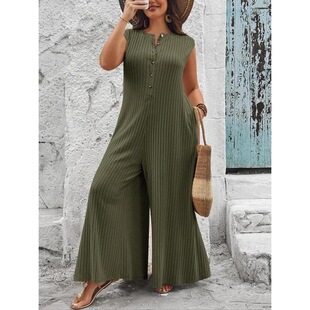 D 40704 Fashion Casual Button Jumpsuit �r�м~���B�wѝ