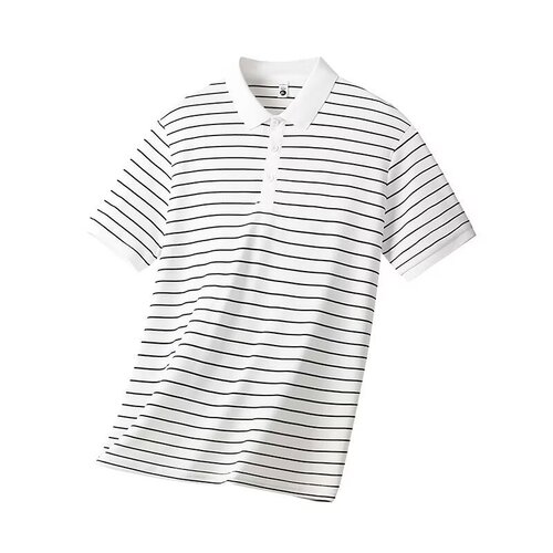 Summer Striped Short-Sleeve Polo Shirt for Men - Trendy Brand, Plus Size Business Casual Basic Style, Button-Down Collar T-Shirt Top