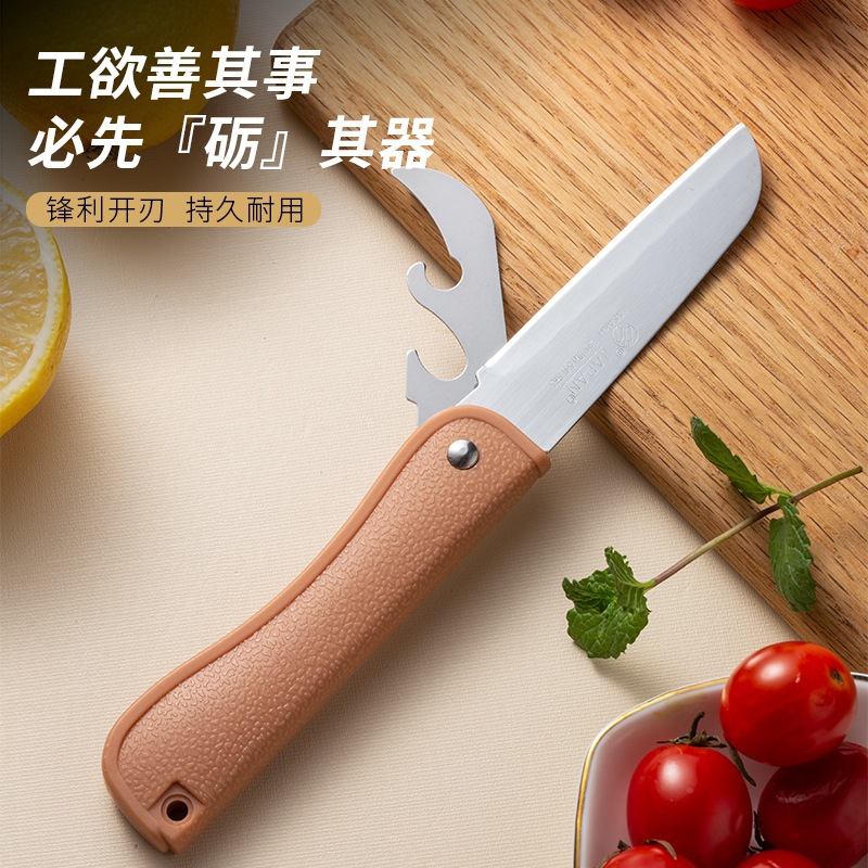不锈钢餐刀 多功能水果刀塑料柄折叠瓜果刀削皮刀 随身携带折叠刀