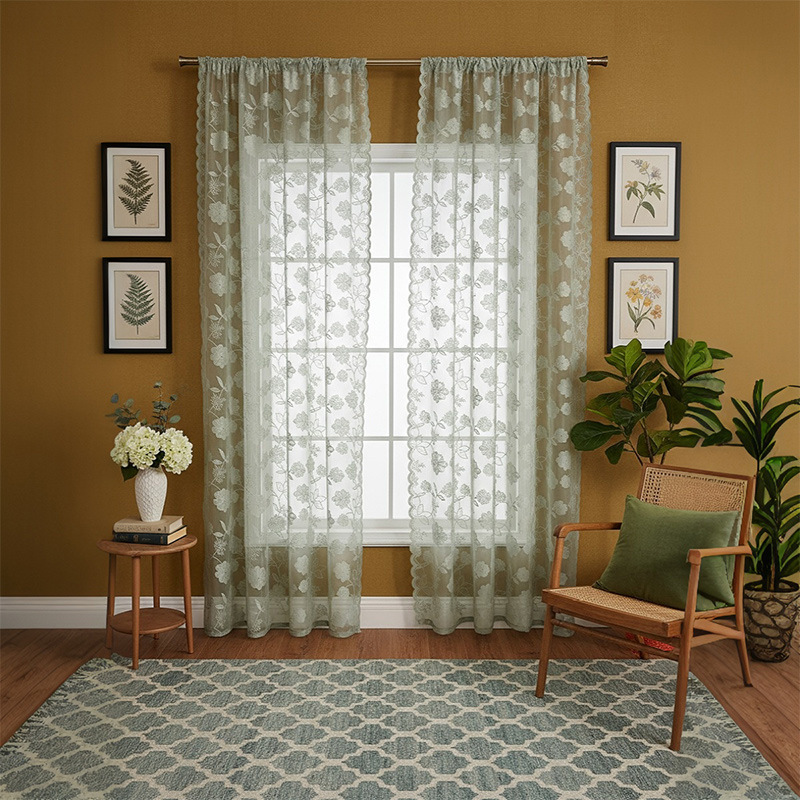 New Modern Minimalist Small Rose Embroidered Sheer Curtains Light Luxury_voghion.com